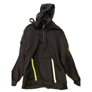 Black w Lime Reflectives 1/4 Zip Hoodie Mens XL